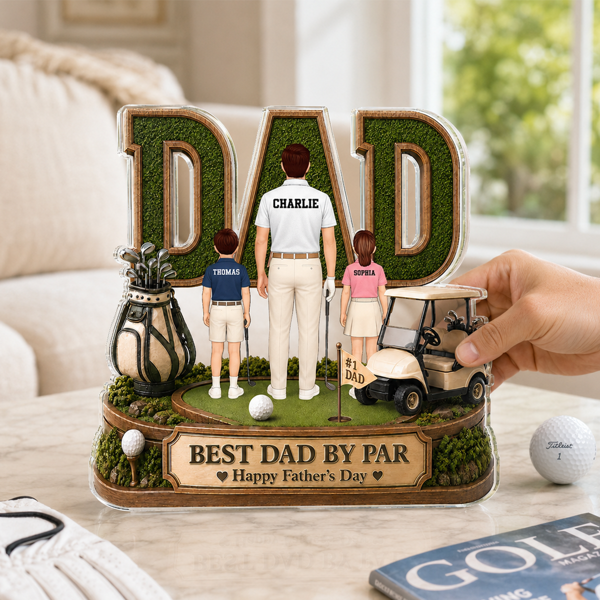 Above Par In Every Way Golfer Dad - Personalized Acrylic Block Plaque -  Gift For Dad, Husband