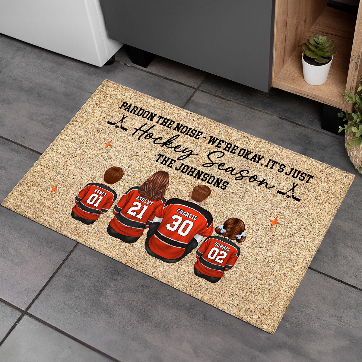 Pardon The Noise It's Just Hockey Season Family - Personalized Doormat - Gift For Hockey Family