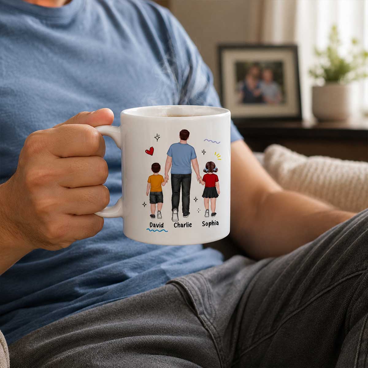 Loved You My Entire Life Dad & Kids Walking - Personalized Mug - Father's Day Gift For Dad, Husband