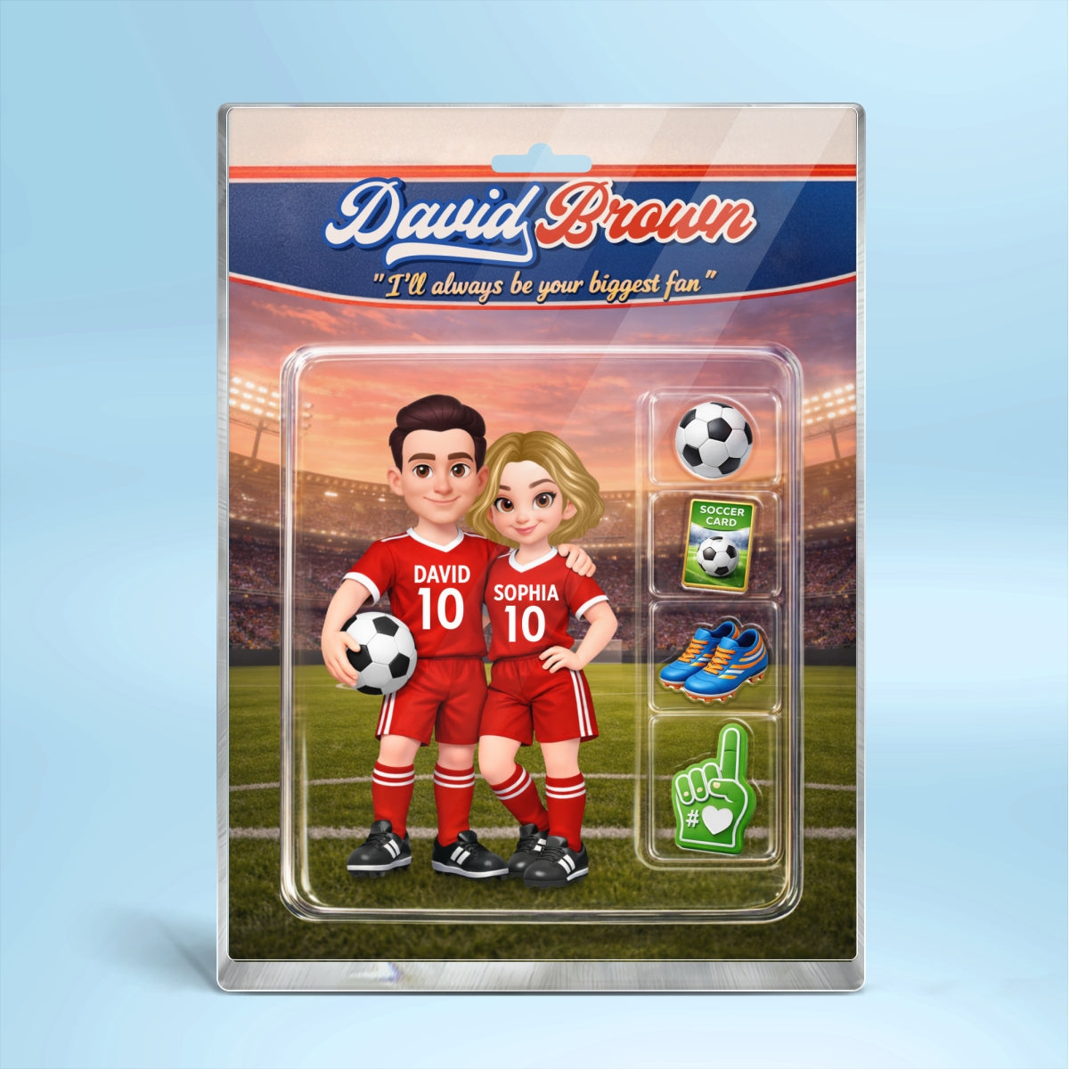 Soccer Couple I'll Always Be Your Biggest Fan Custom Action Figure - Personalized Acrylic Block Plaque - Sentimental Gift for Him, for Her