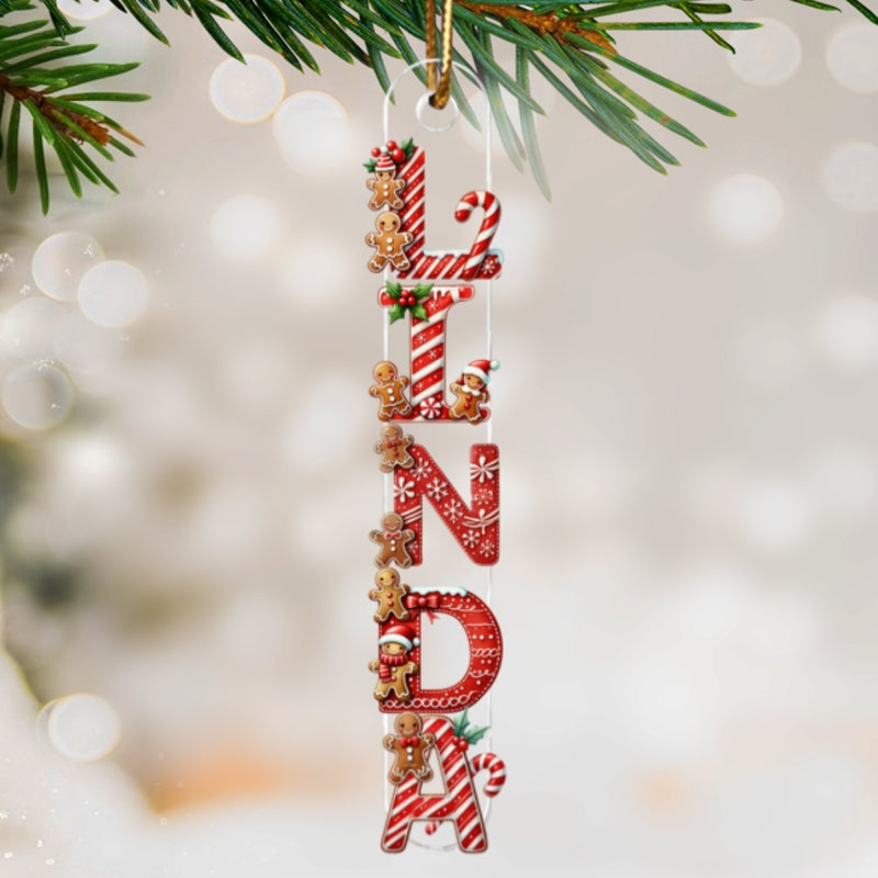Candy Cane Alphabet - Personalized Acrylic Ornament - Christmas Tree Decor