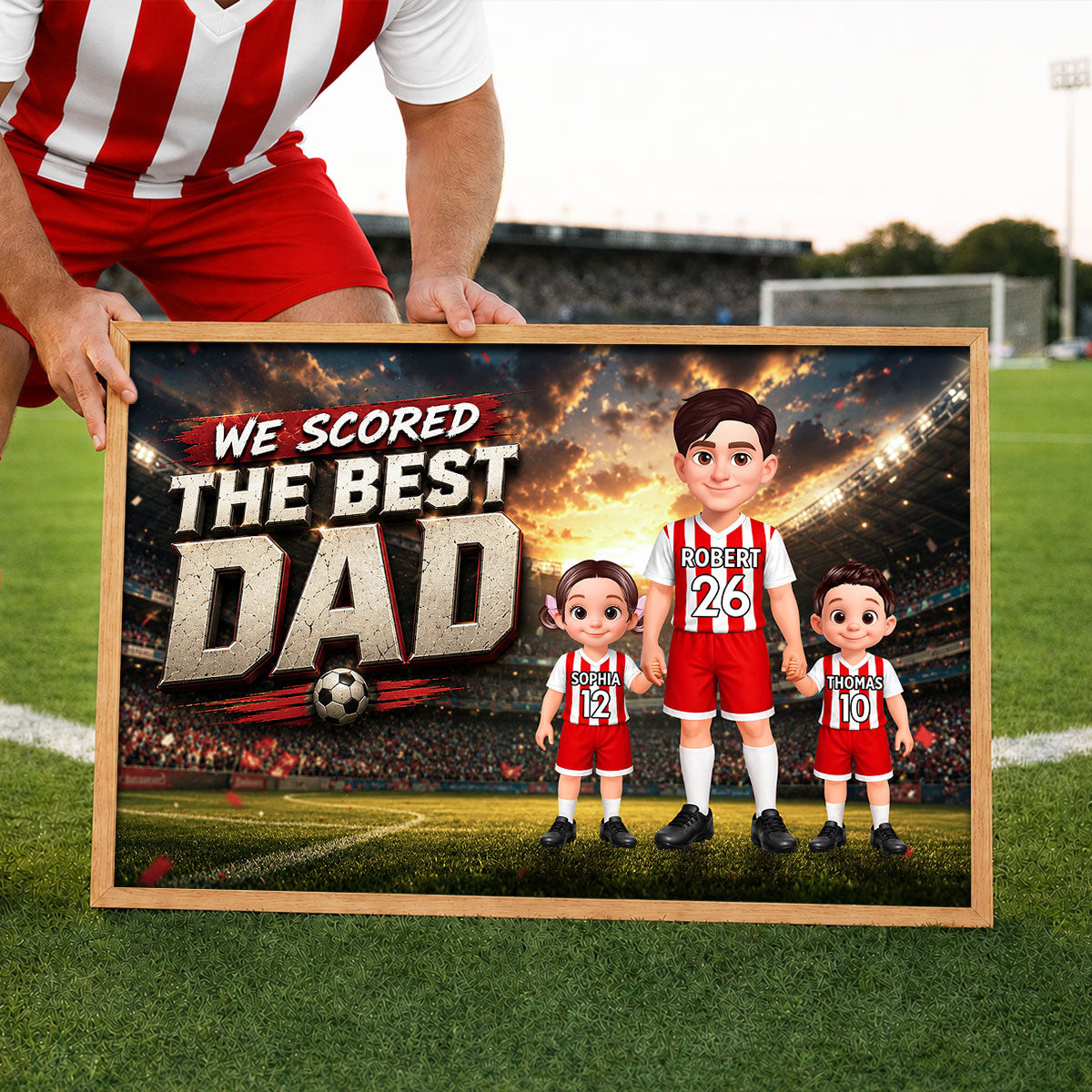 Soccer Dad & Kids Together - Personalized Poster - Father's Day Gift For Dad, Husband
