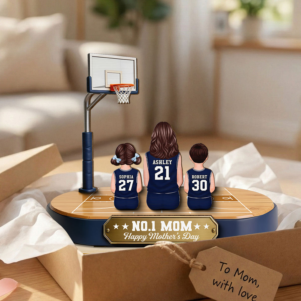Mommy's Basketball Dream Team - Personalized 2-Layered Wooden Plaque -  Gift For Basketball Mom