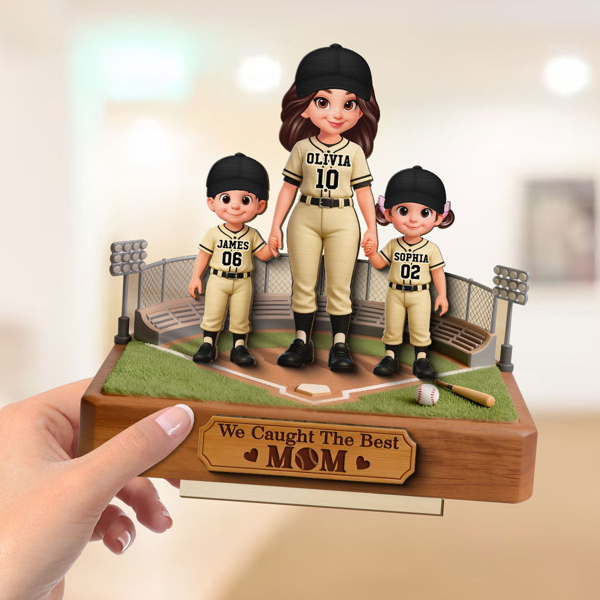 Baseball We Caught The Best Mom - Personalized 2-Layered Wooden Plaque - Mother's Day Gift For Baseball Mom