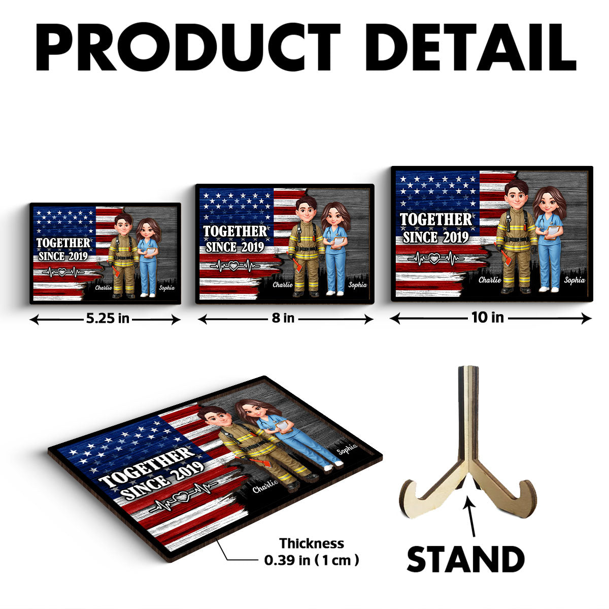 Custom Hero Couple Occupation Nation Flag - Personalized 2-Layered Wooden Plaque - Heartfelt Gift for Him, for Her