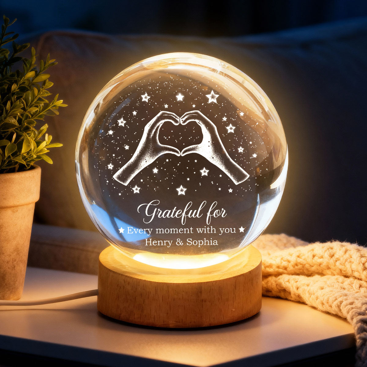 Couple You & Me We Got This - Personalized Crystal Ball LED Night Light - Sentimental Gift for Her, for Him, Couple Keepsake
