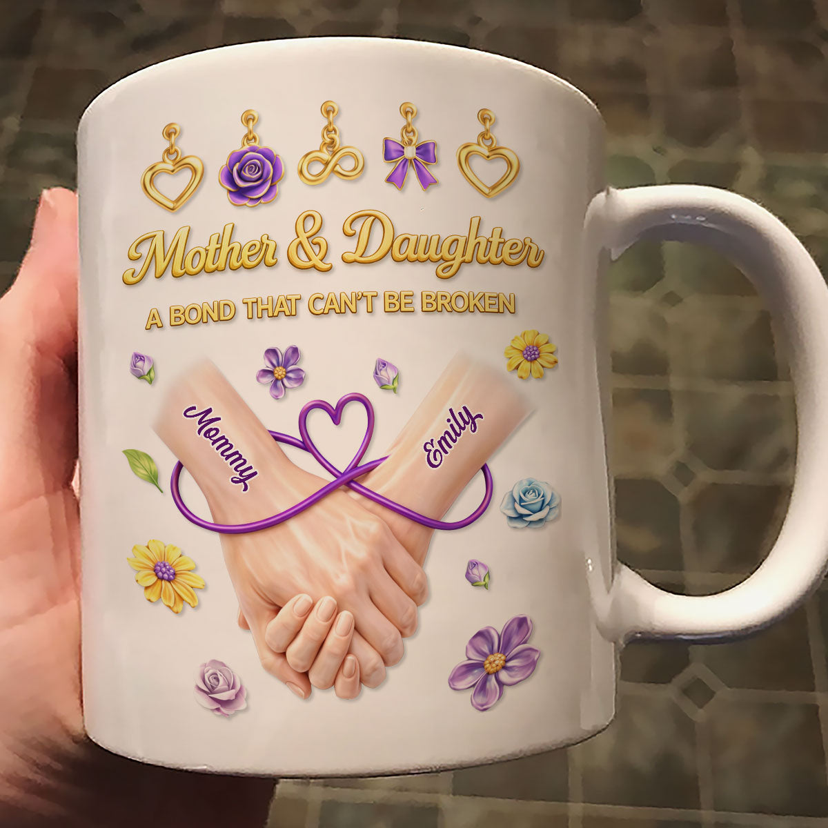 Mother And Daughter A Bond That Can't Be Broken - Personalized Mug - Heartfelt Gift For Mom