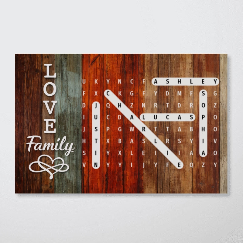 Family Name World Search Puzzle - Personalized Poster - Mother's Day Gift, Gift For Mom