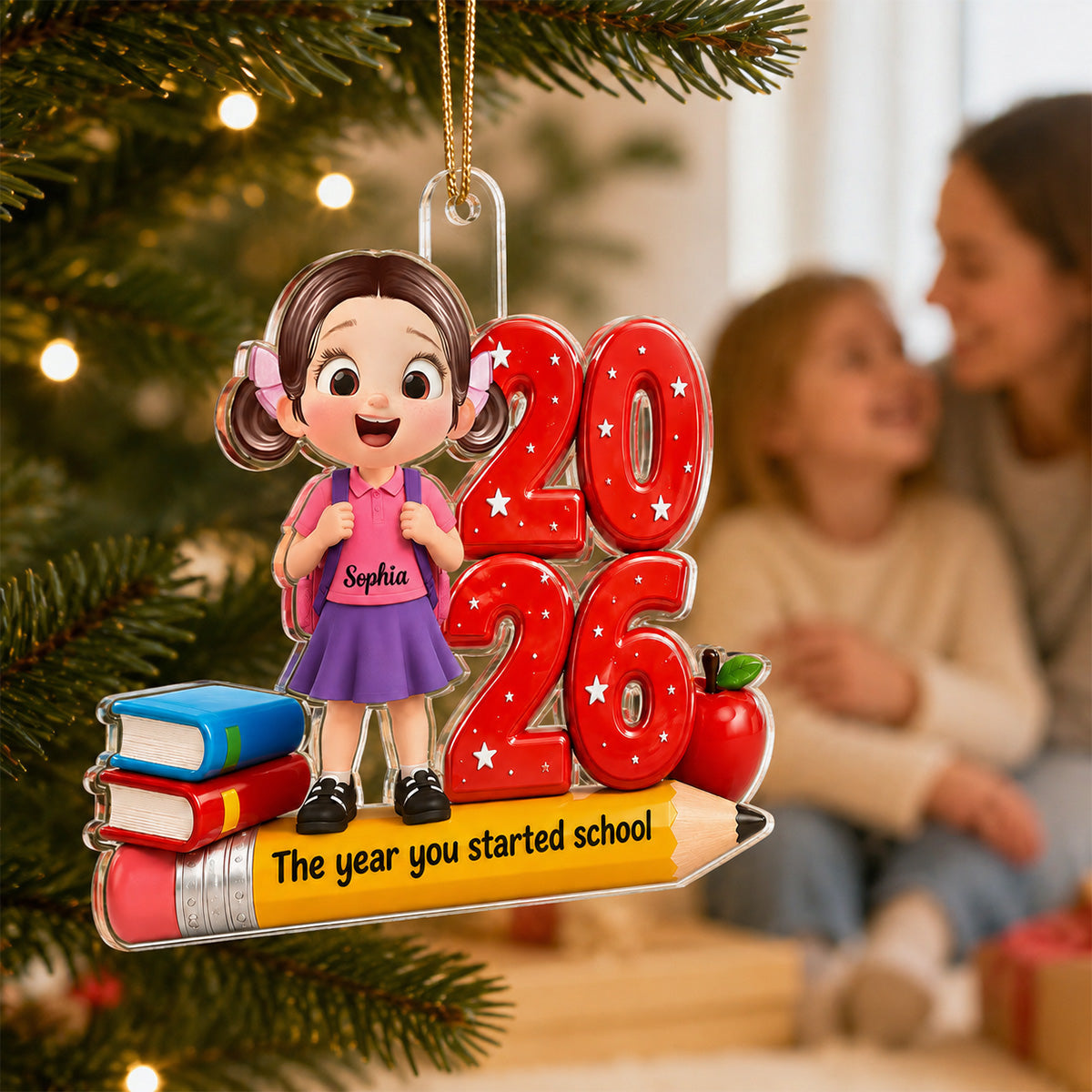 The Year You Started School 2D Flat - Personalized Acrylic Ornament - Christmas Keepsake for Kids