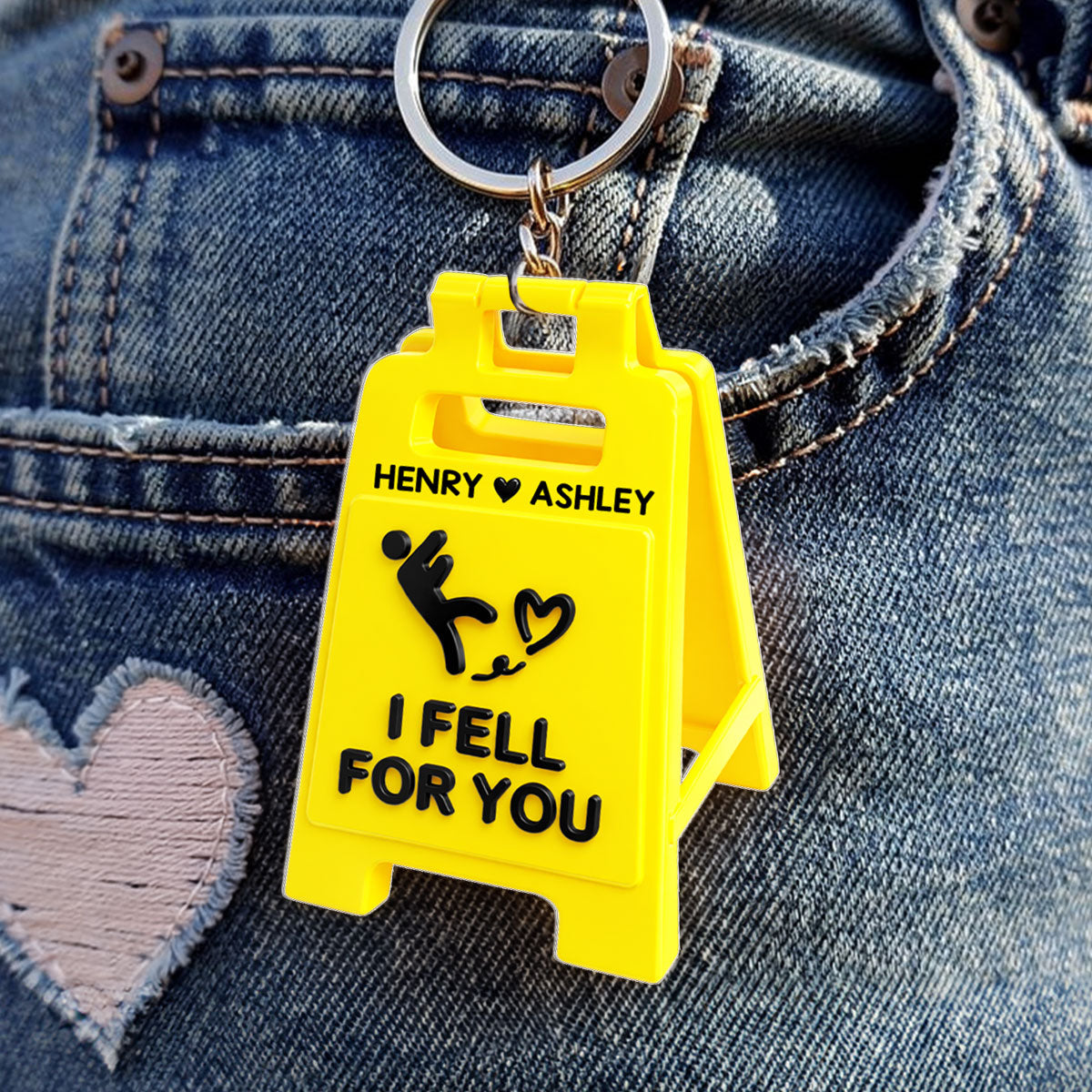 Romantic Message Sign I Fell For You - Personalized Acrylic Keychain - Valentine's Gift For Him, For Her, For Couple