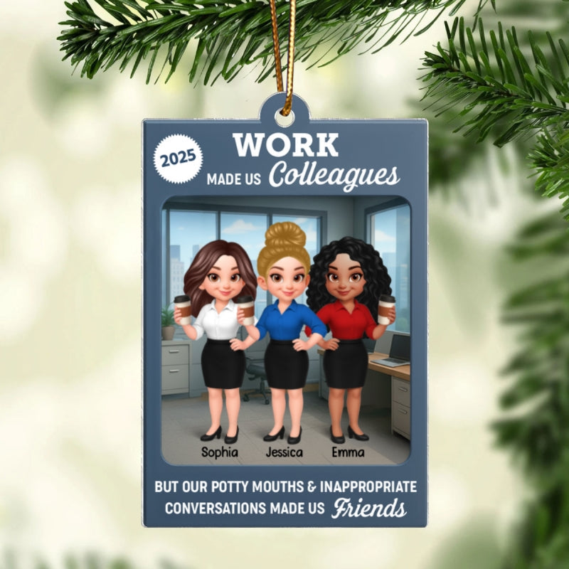Work Besties Action Figure Toy Box 3D Effect - Personalized Acrylic Ornament - Christmas gift For Coworkers Colleagues
