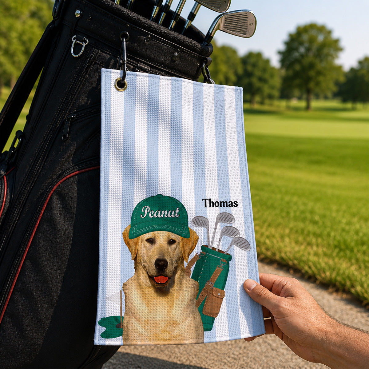 Dog Lover Golf Caddy Custom Pet Photo - Personalized Golf Towel - Father's Day Gift For Dog Lover