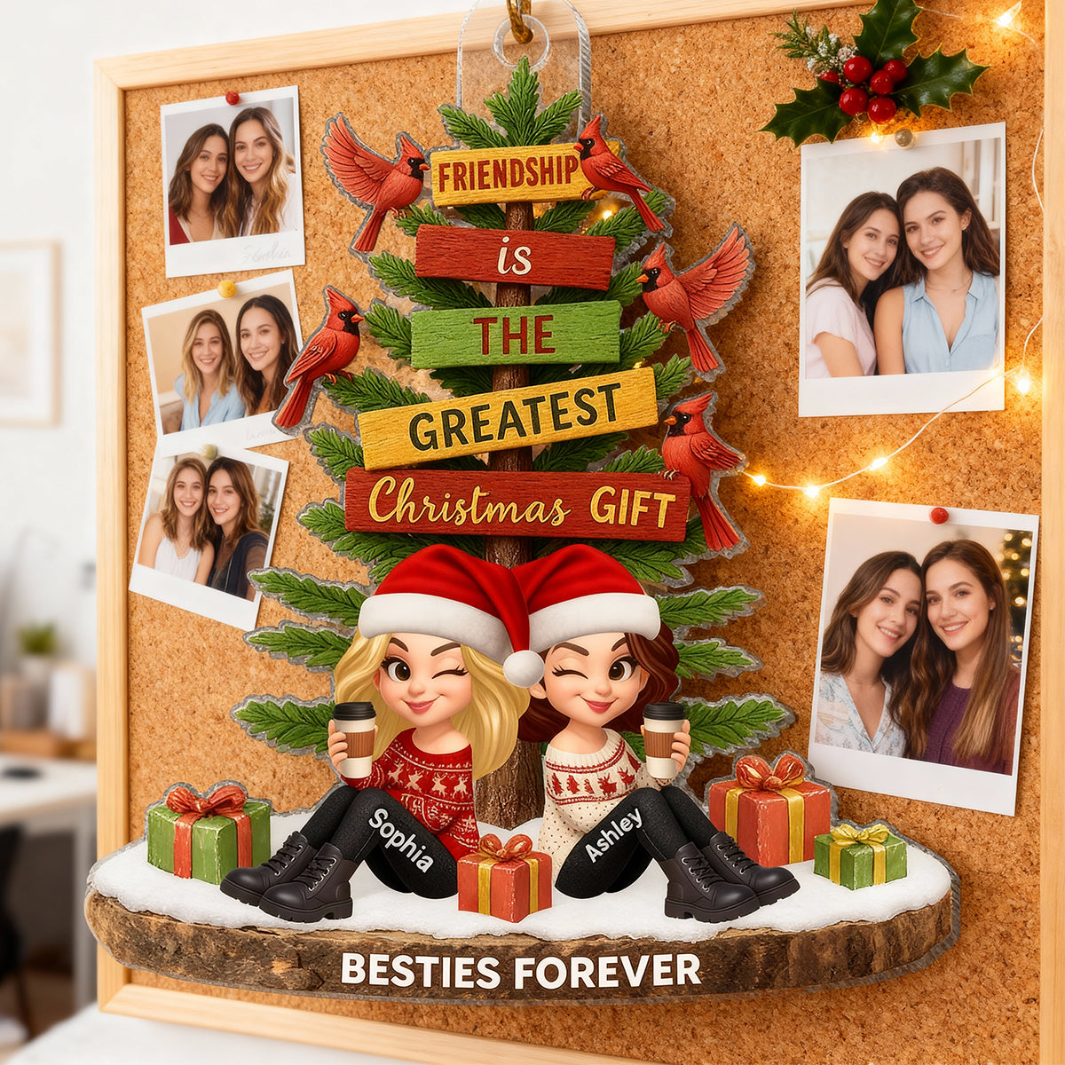 Friendship Is The Greatest Christmas Gift - Personalized Acrylic Ornament - Christmas Gift for Besties