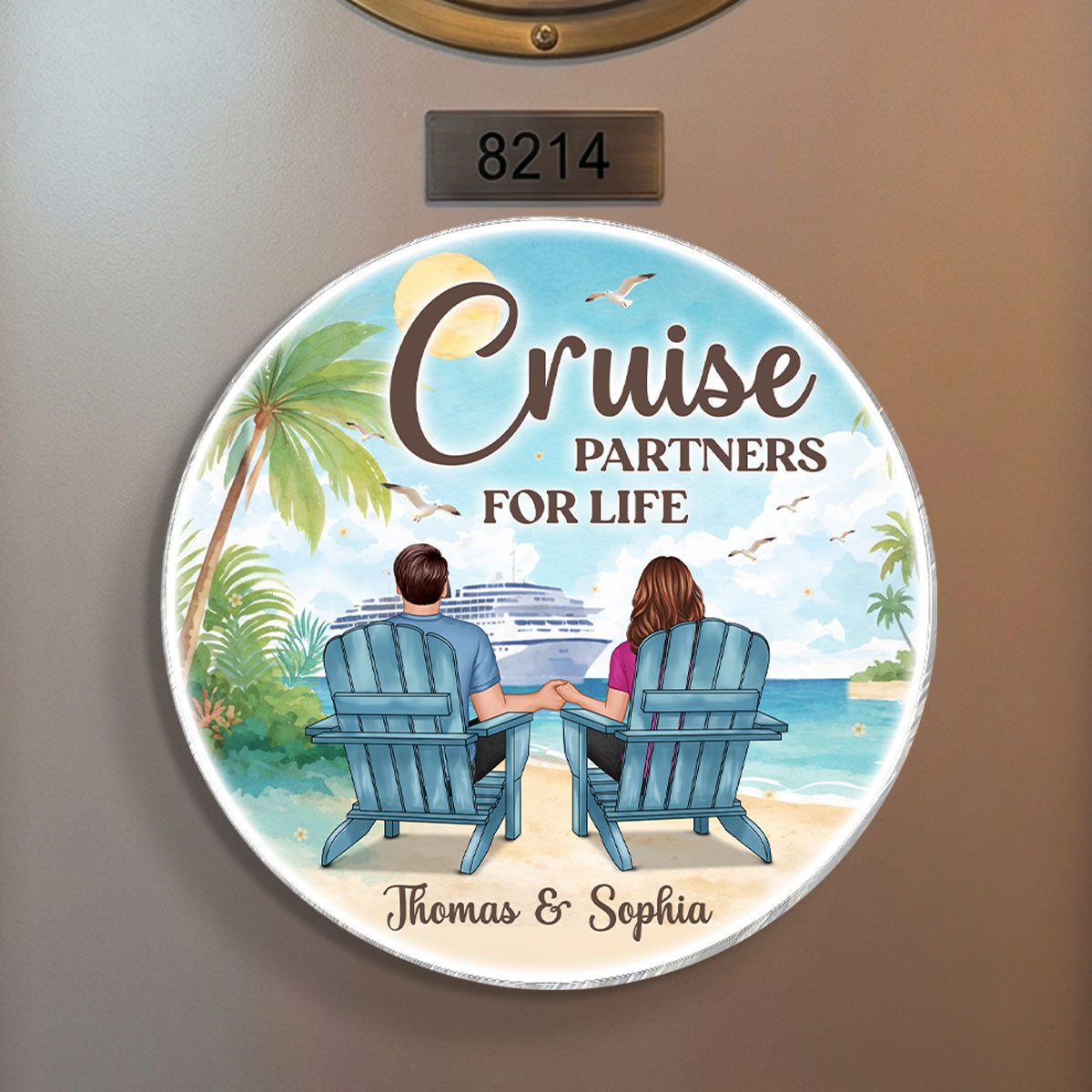 Not All Who Wander Are Lost Cruise Couple Back View - Personalized Cruise Cabin Door Magnet - Cruise Trip Keepsake