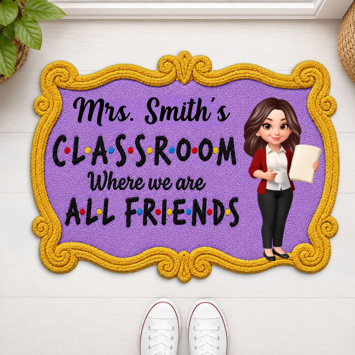 Friendly Teacher - Personalized Doormat - Back To School, Classroom Decor