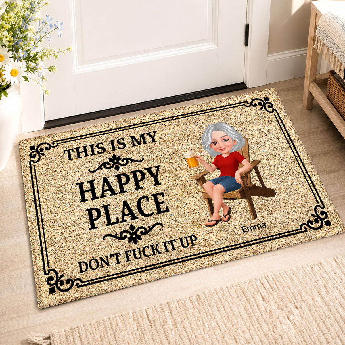 Couple This Is Our Happy Place - Personalized Doormat - Funny Sarcasm House Decoration
