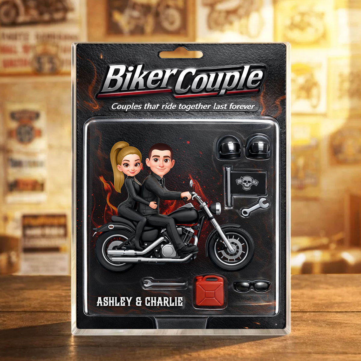 Couples That Ride Together Last Forever, Custom Action Figure Biker Couple - Personalized Acrylic Block Plaque
