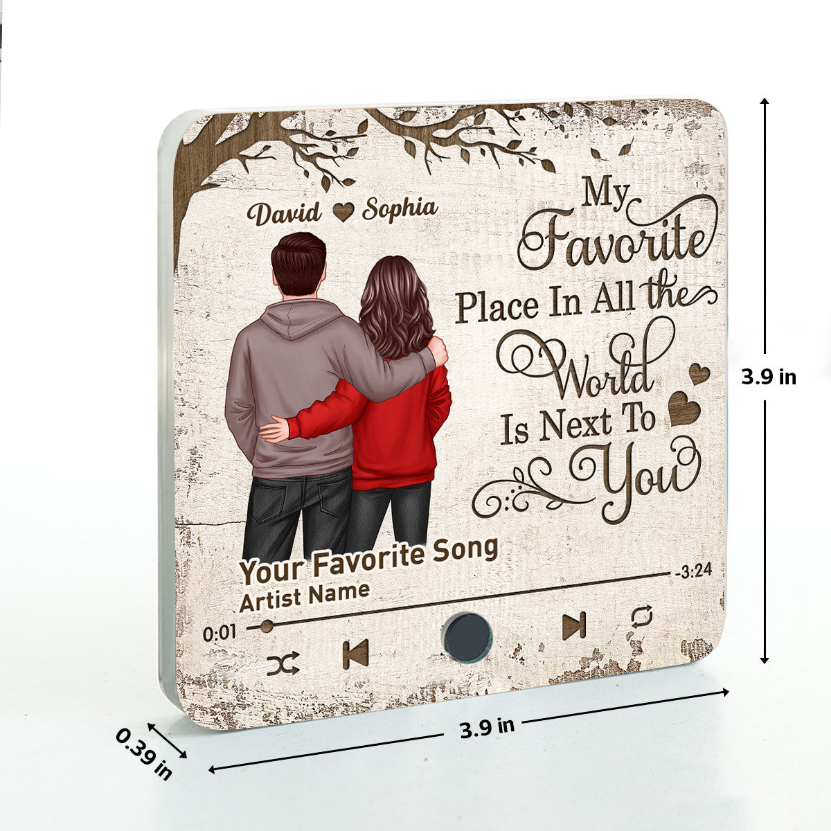 Favorite Place In The World Couple Standing Back View - Personalized Music Fridge Magnet - Heartfelt Gift For Couple, For Him, For Her, Husband, Wife