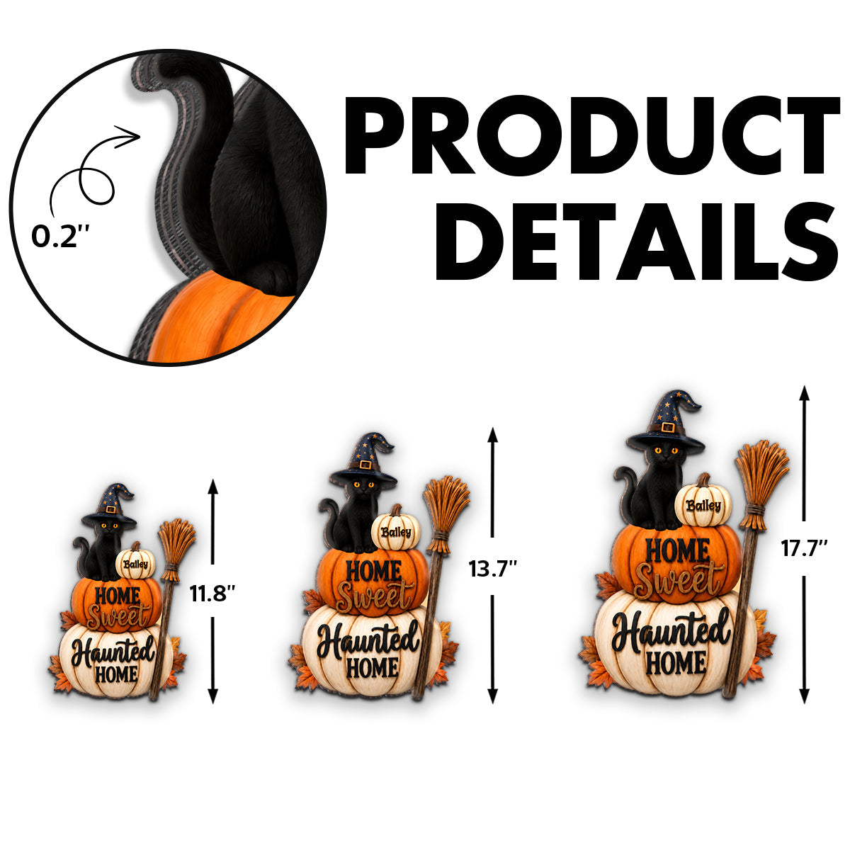 Home Sweet Haunted Home Cat - Personalized Wood Sign - Halloween Decor Gift, Gift For Cat Lovers