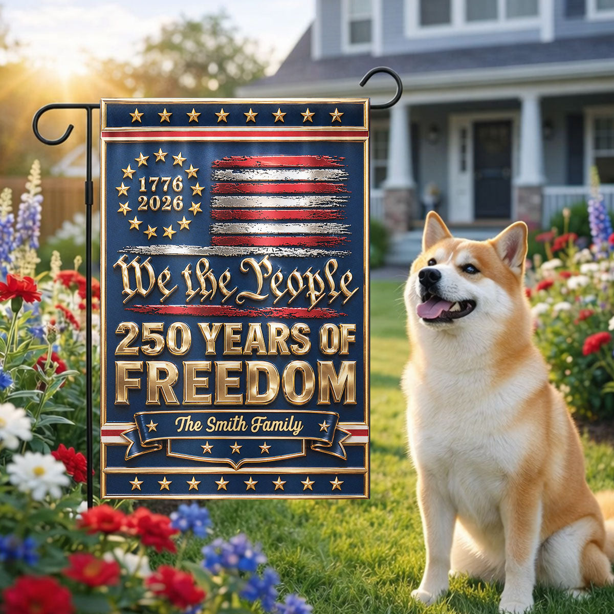 1776 - 2026 We The People 250 Years of Freedom - Personalized Garden Flag - 250th Anniversary America Patriotic, Family Decoration