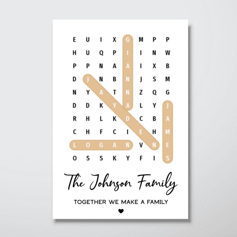 Family Name Word Search Puzzle Created In A Moment, Treasured Forever - Personalized Poster