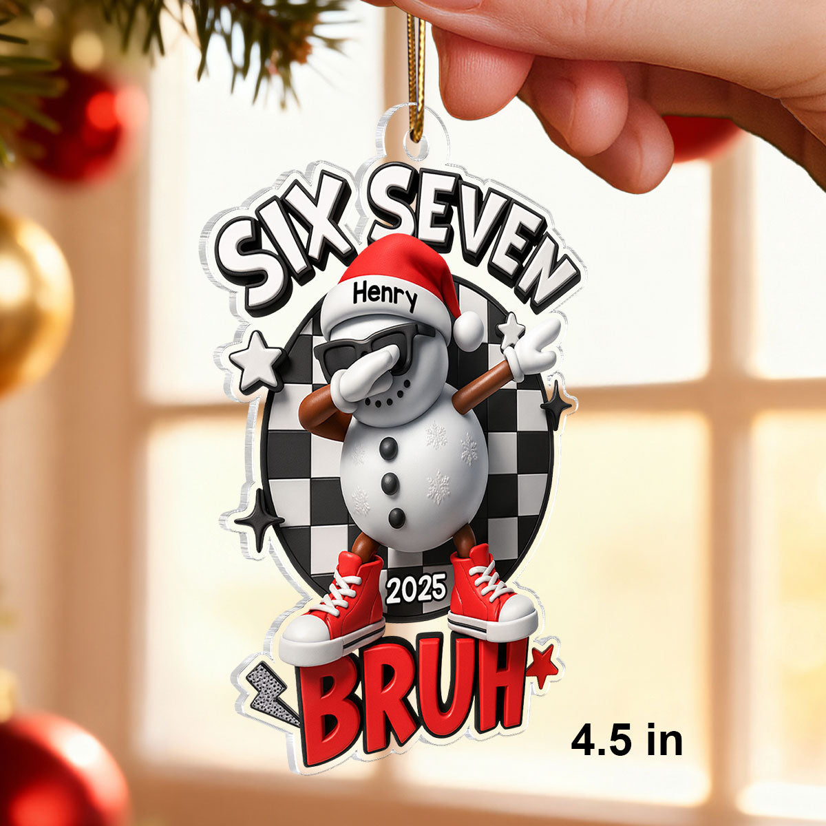 Trending Six Seven Bruh - Personalized Acrylic Ornament - Christmas Gift for Kid, Grandkids