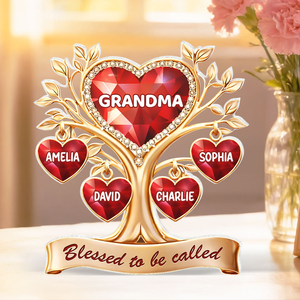 Blessed to Be Called Grandma - Personalized Acrylic Block Plaque - Sentimental Gift for Grandma
