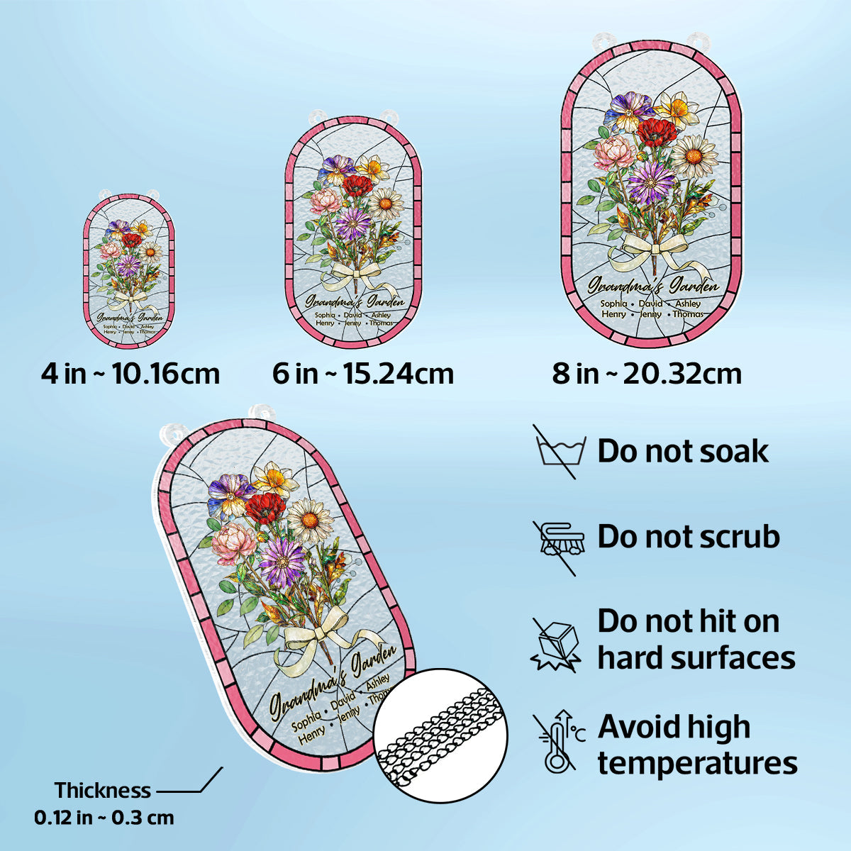 Custom Family Birth Flowers Grandma's Garden - Personalized Suncatcher - Heartfelt Mother's Day Gift for Grandma, Mom, Wife