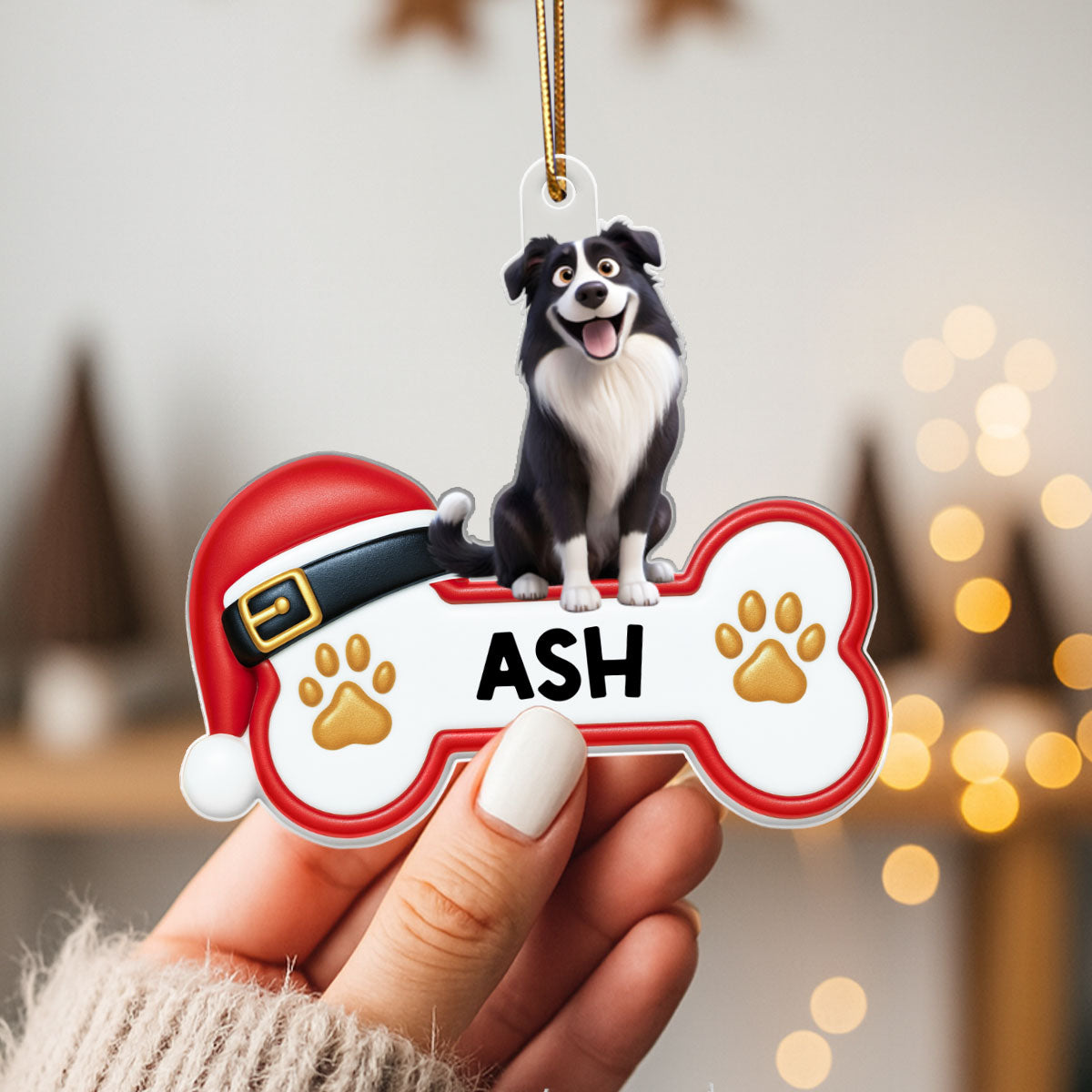 Custom Paw Cute Cartoon Dog - Personalized Acrylic Ornament - Christmas Gift for Dog Moms, Dog Dads