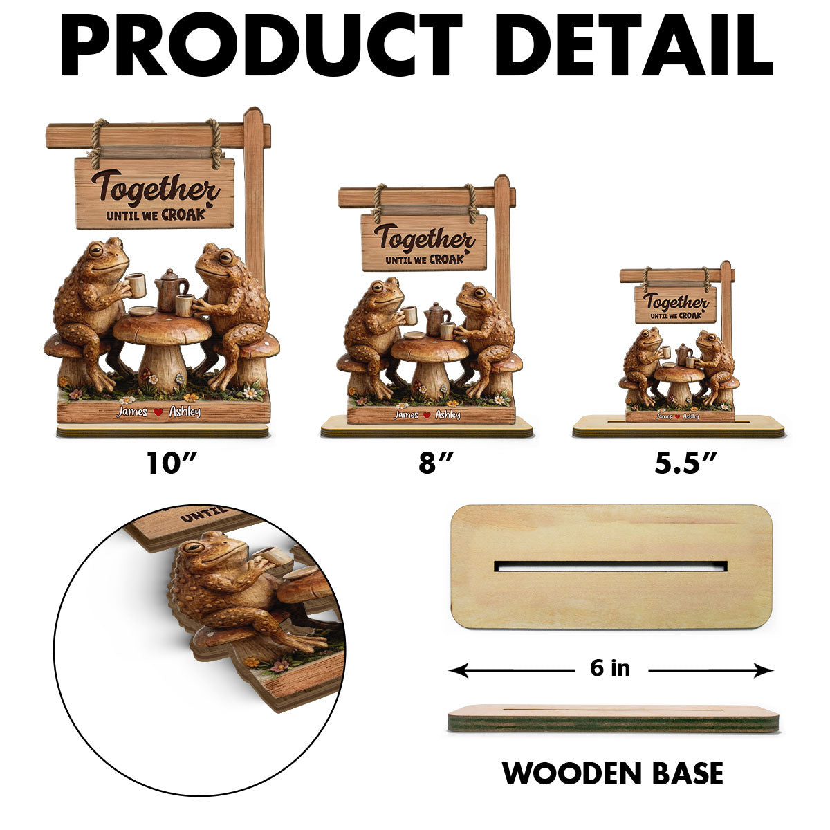 3D Effect Toad Couple In Garden Together Until We Croak - Personalized 2-Layer Wooden Plaque - Gift For Him, Gift For Her
