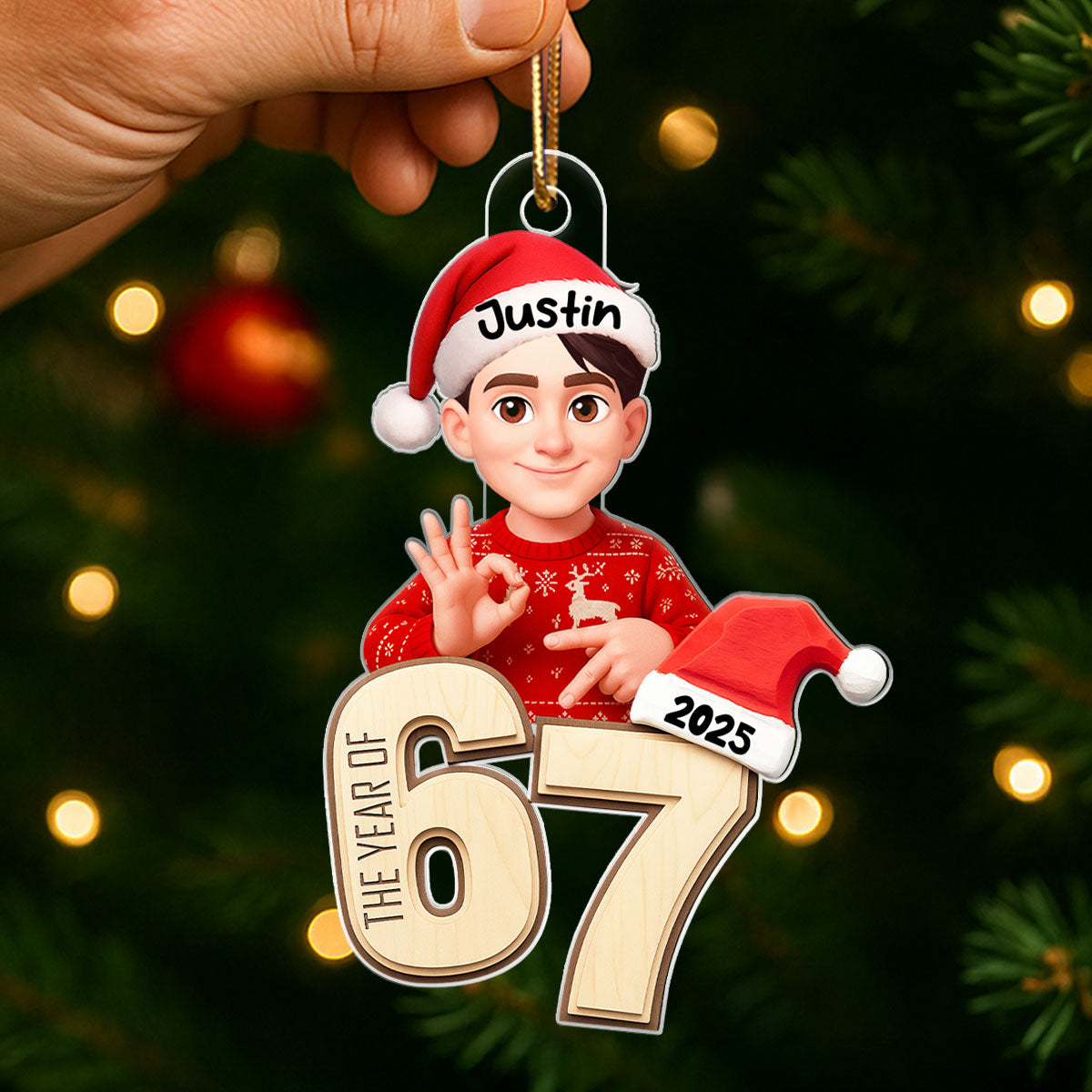 Custom Six Seven - Personalized Acrylic Ornament - Teen Slang Funny Tree Decor, Funny Teen Grandkid Gift
