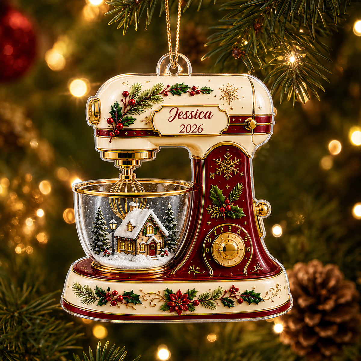 Christmas Baking Mixer - Personalized Acrylic Ornament - Gift for Bakers