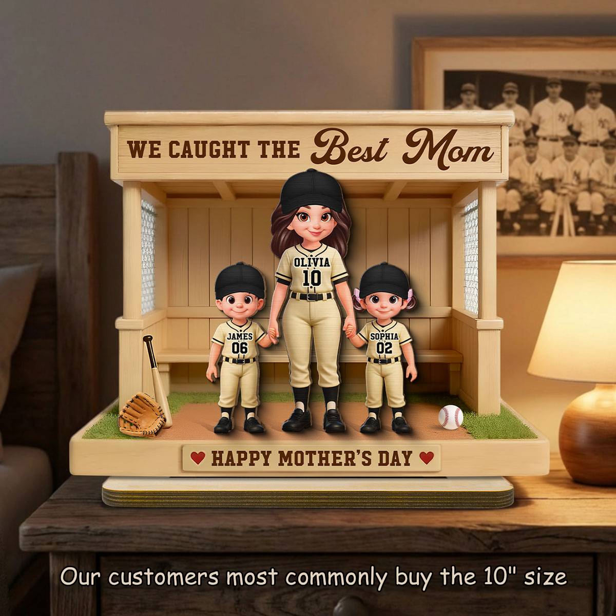 Eternal Love We Caught The Best Mom Happy Mother's Day - Personalized 2-Layered Wooden Plaque - Mother's Day Gift For Baseball Softball Mom