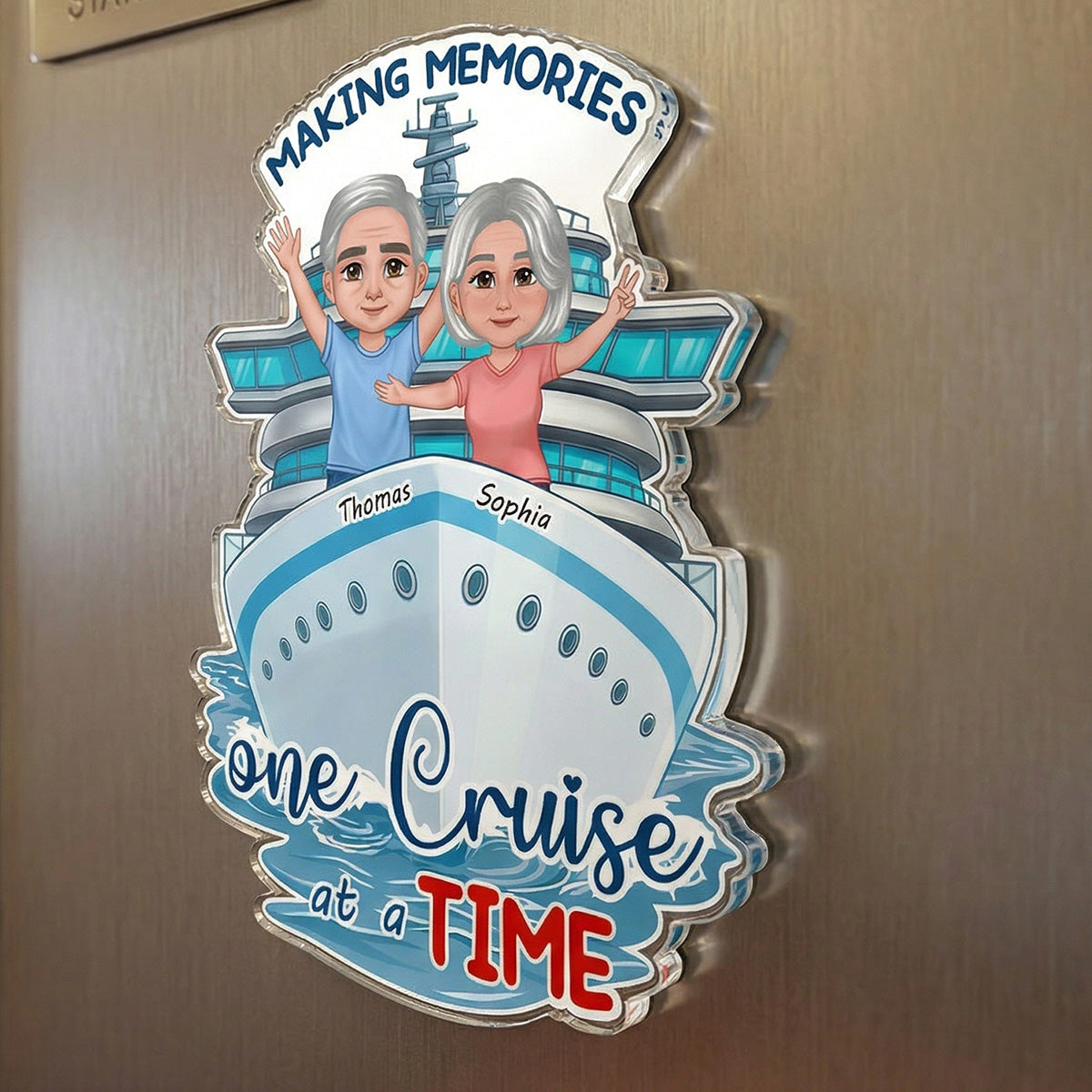 Making Memories One Cruise At A Time Happy Couple - Personalized Cruise Ship Door Magnet - Cruise Trip Keepsake