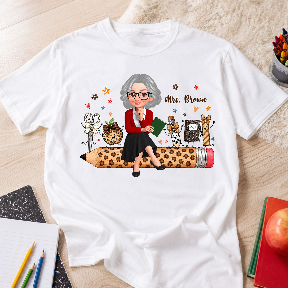 Leopard Teacher Life Happy School Suppliers Friends - Personalized Shirt - Back To School Gift For Teacher