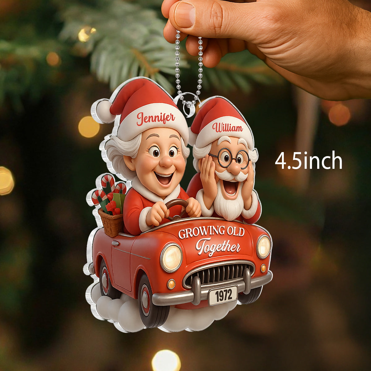 Santa Couple Growing Old Together - Personalized Acrylic Ornament - Christmas Gift for Couple