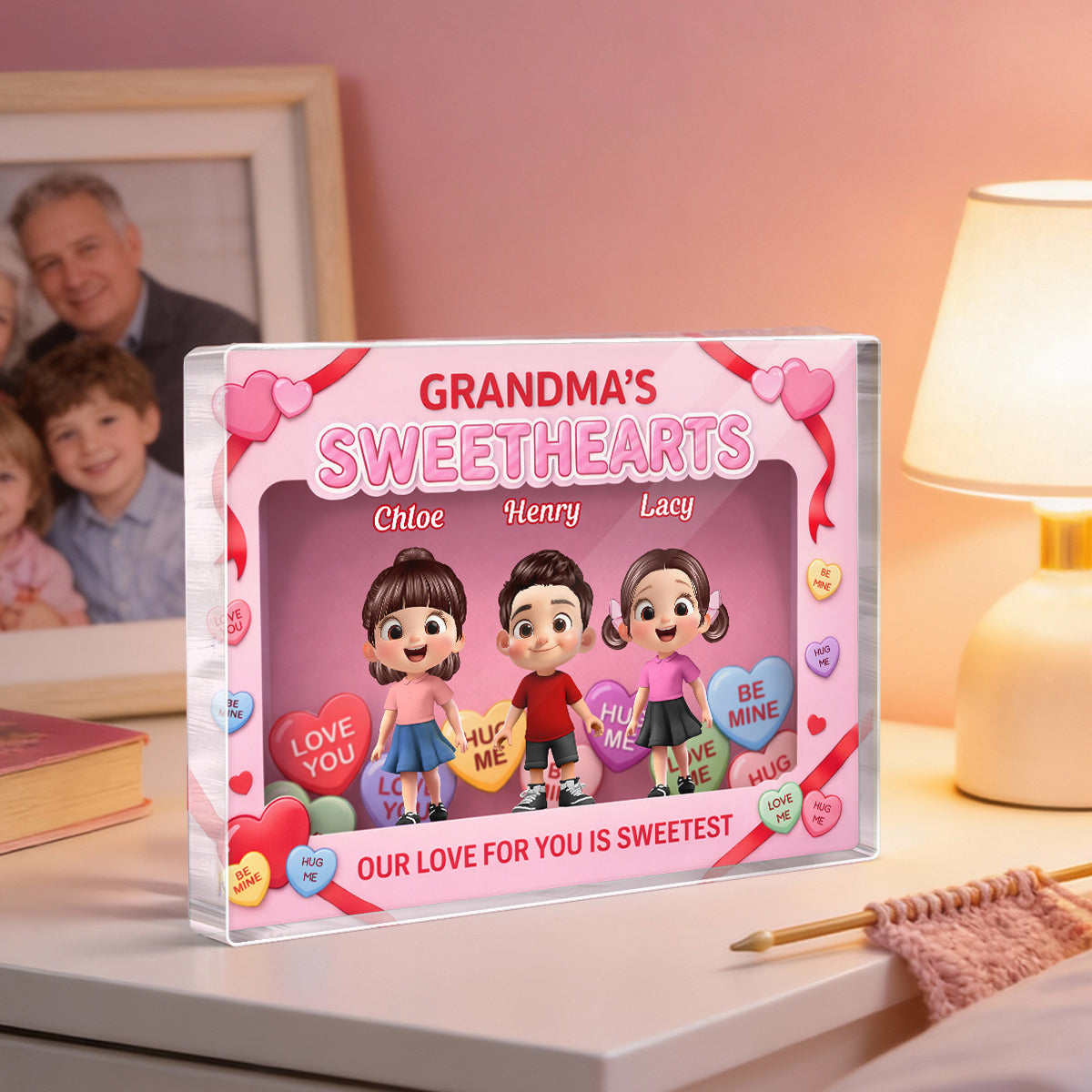 Grandma's Sweethearts Grandkids Toy Box Style 2D Flat - Personalized Acrylic Block Plaque
