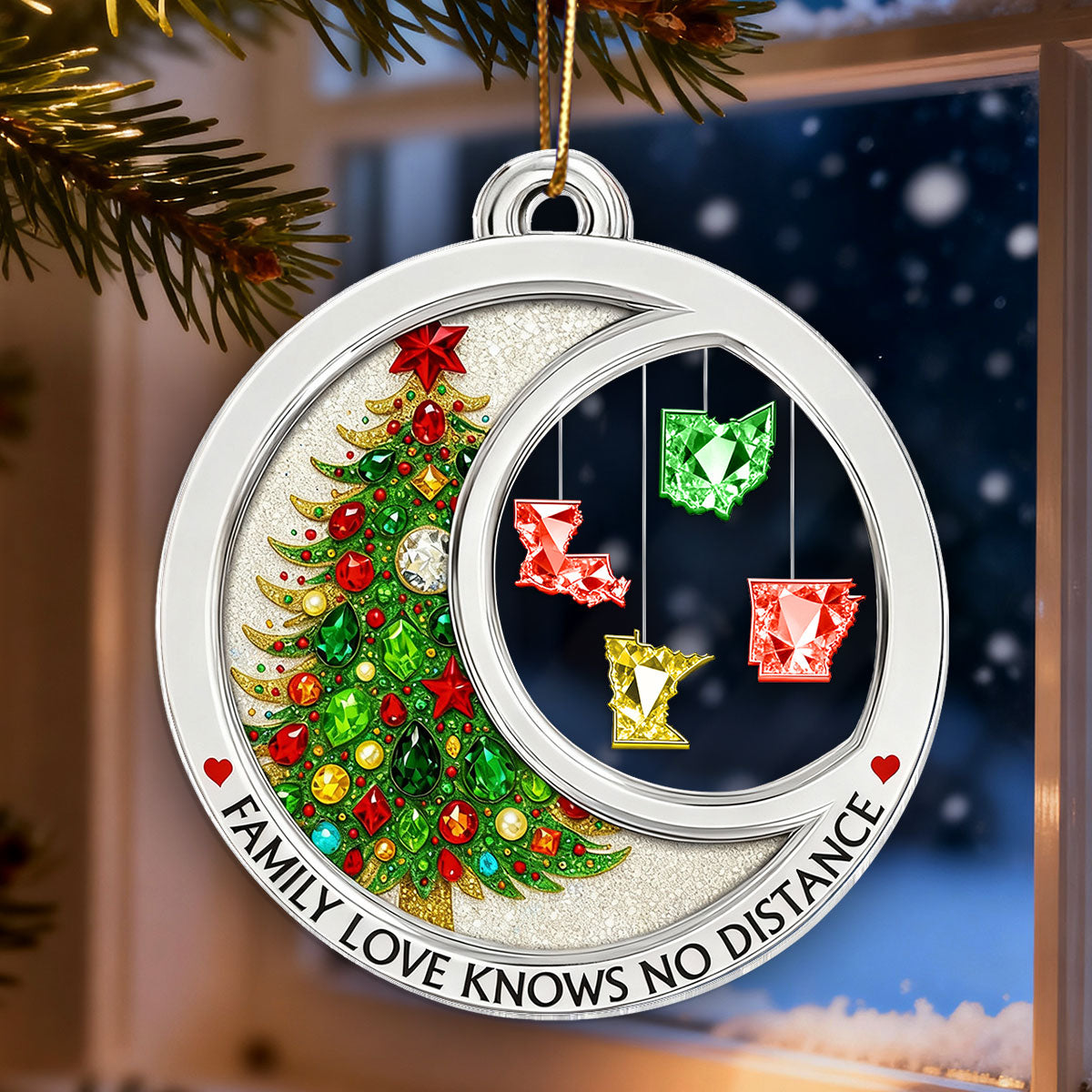 3D Crystal Effect Long Distance Family Love Knows No Distance - Personalized Acrylic Ornament