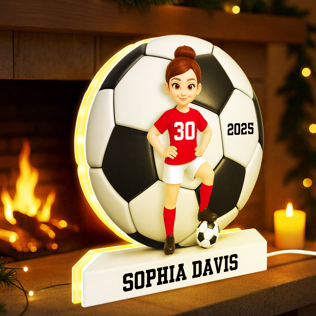 Soccer Boy Girl 3D Effect - Personalized Light Box - Christmas Gift for Teen Boy Girl Daughter Son