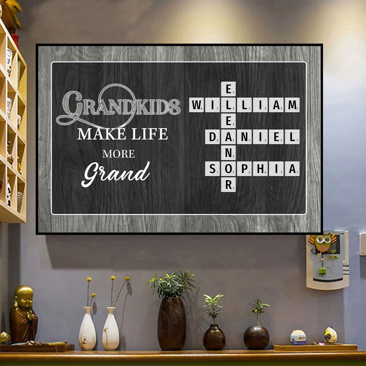 Grandkids Make Life More Grand Crossword Puzzle Art, Personalized Poster