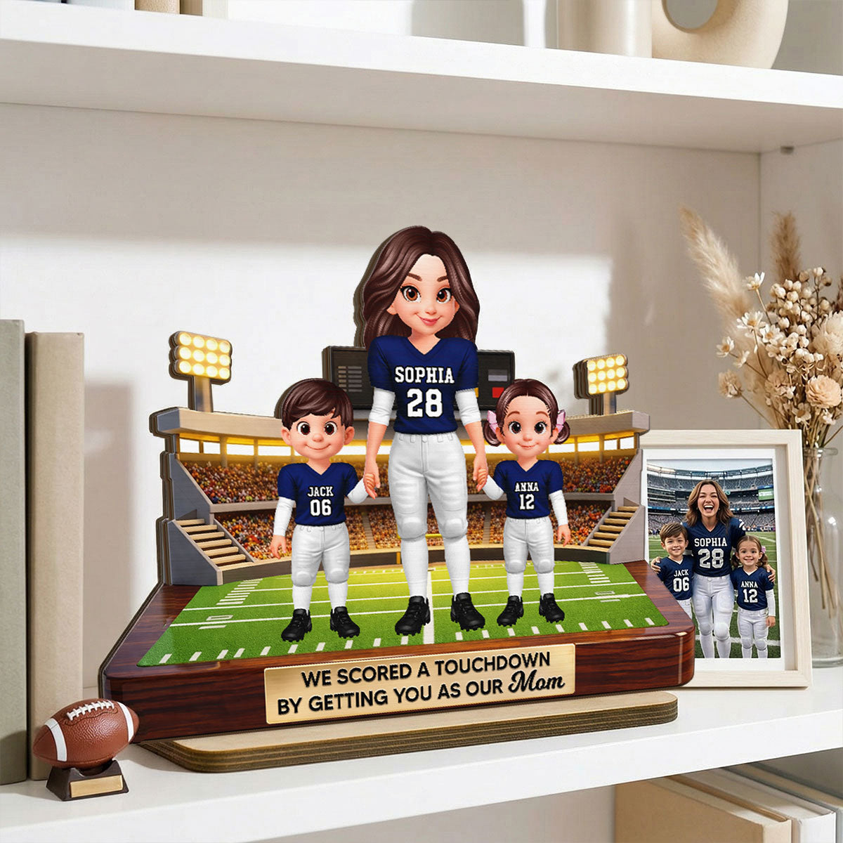 American Football Mom We Scored A Touchdown - Personalized 2-Layered Wooden Plaque - Mother's Day Gift For Mom