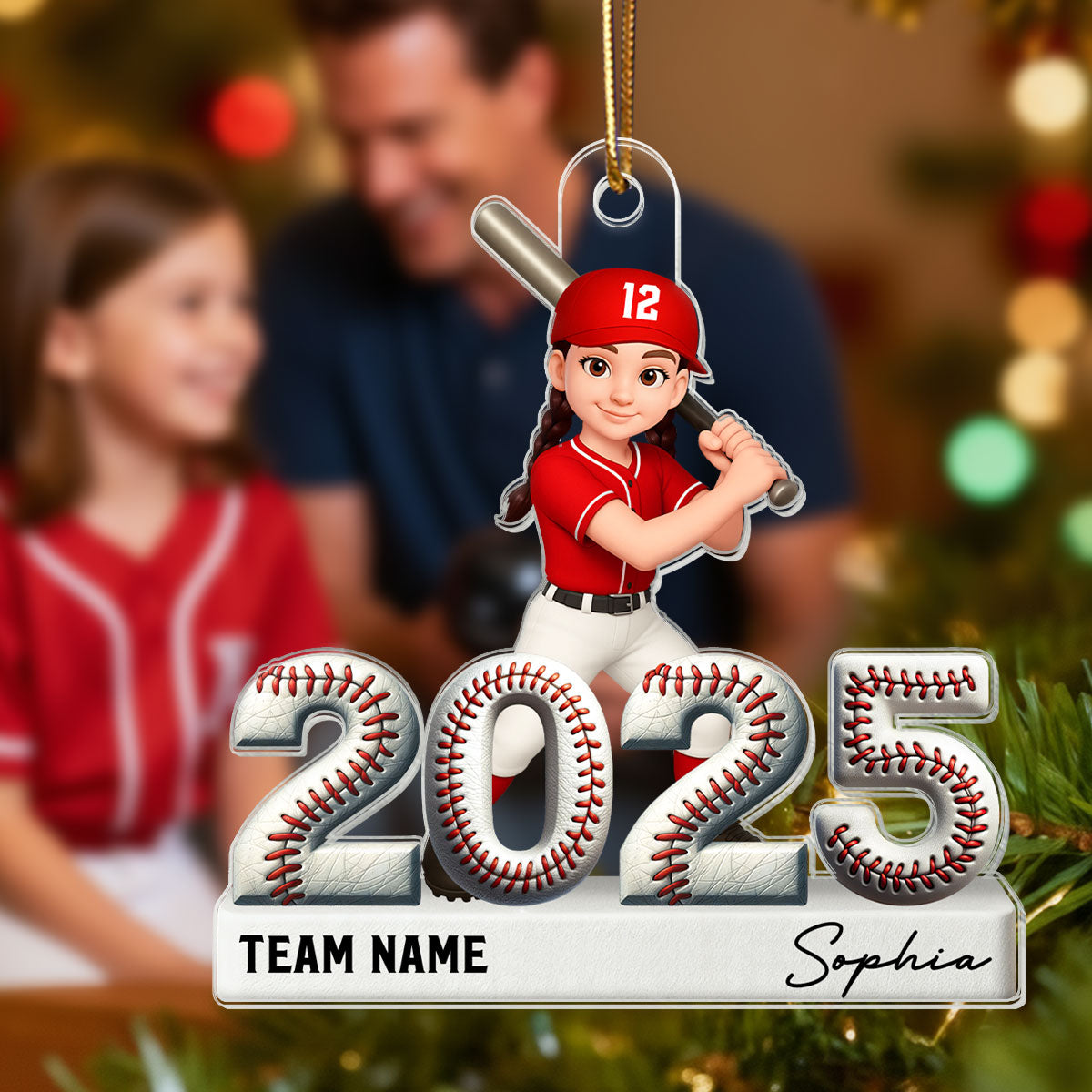 Proud Baseball Player With Year 3D Effect - Personalized Acrylic Ornament - Gift For Teenage, Kids