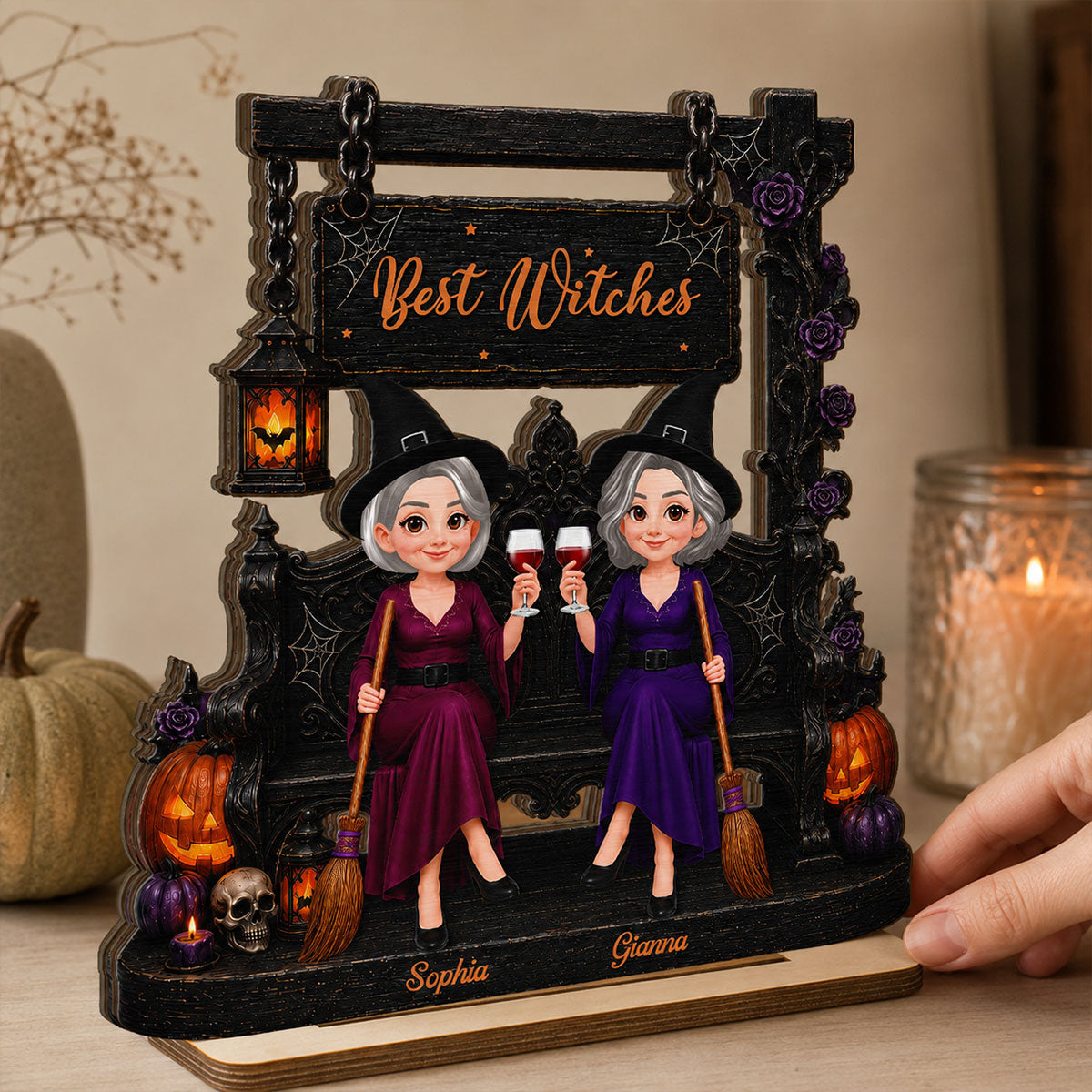 Best Witches Forever 2D Flat - Personalized Wooden Plaque - Halloween Gift For Best Friends
