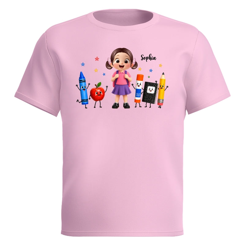 Cute Kid Funny School Supplies Friends - Personalized Shirt - Back To School Gift For Kids