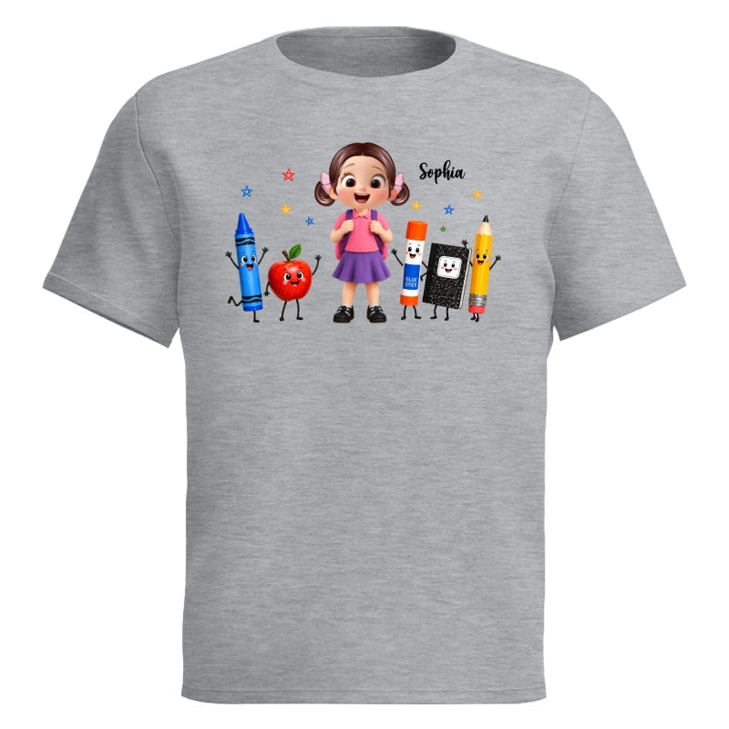 Cute Kid Funny School Supplies Friends - Personalized Shirt - Back To School Gift For Kids