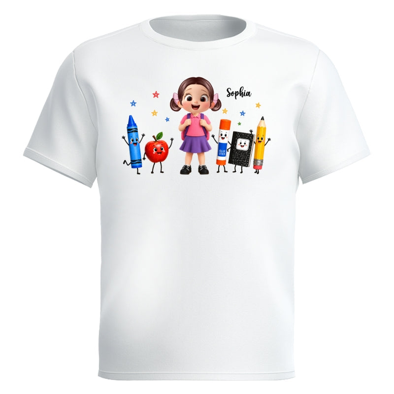 Cute Kid Funny School Supplies Friends - Personalized Shirt - Back To School Gift For Kids