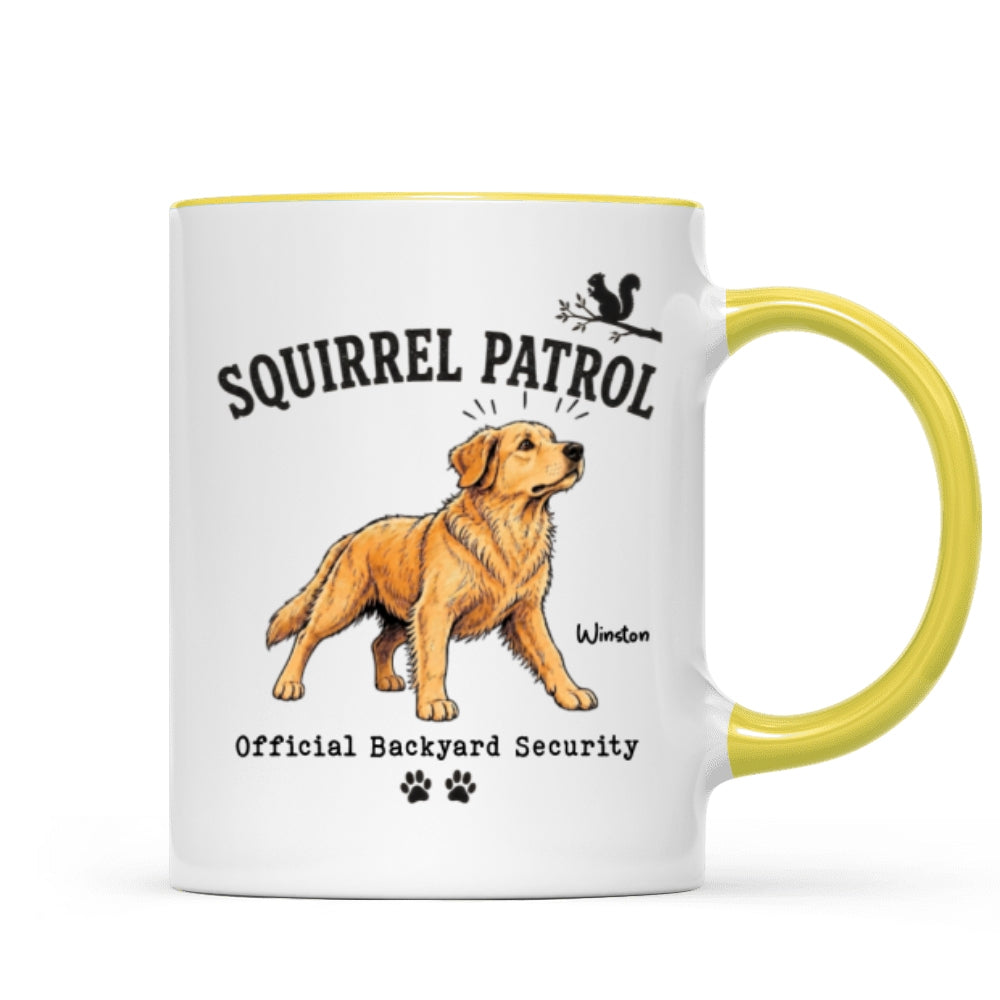 Squirrel Patrol Official Backyard Security Custom Dog Photo - Personalized Mug - Funny Gift For Dog Lover