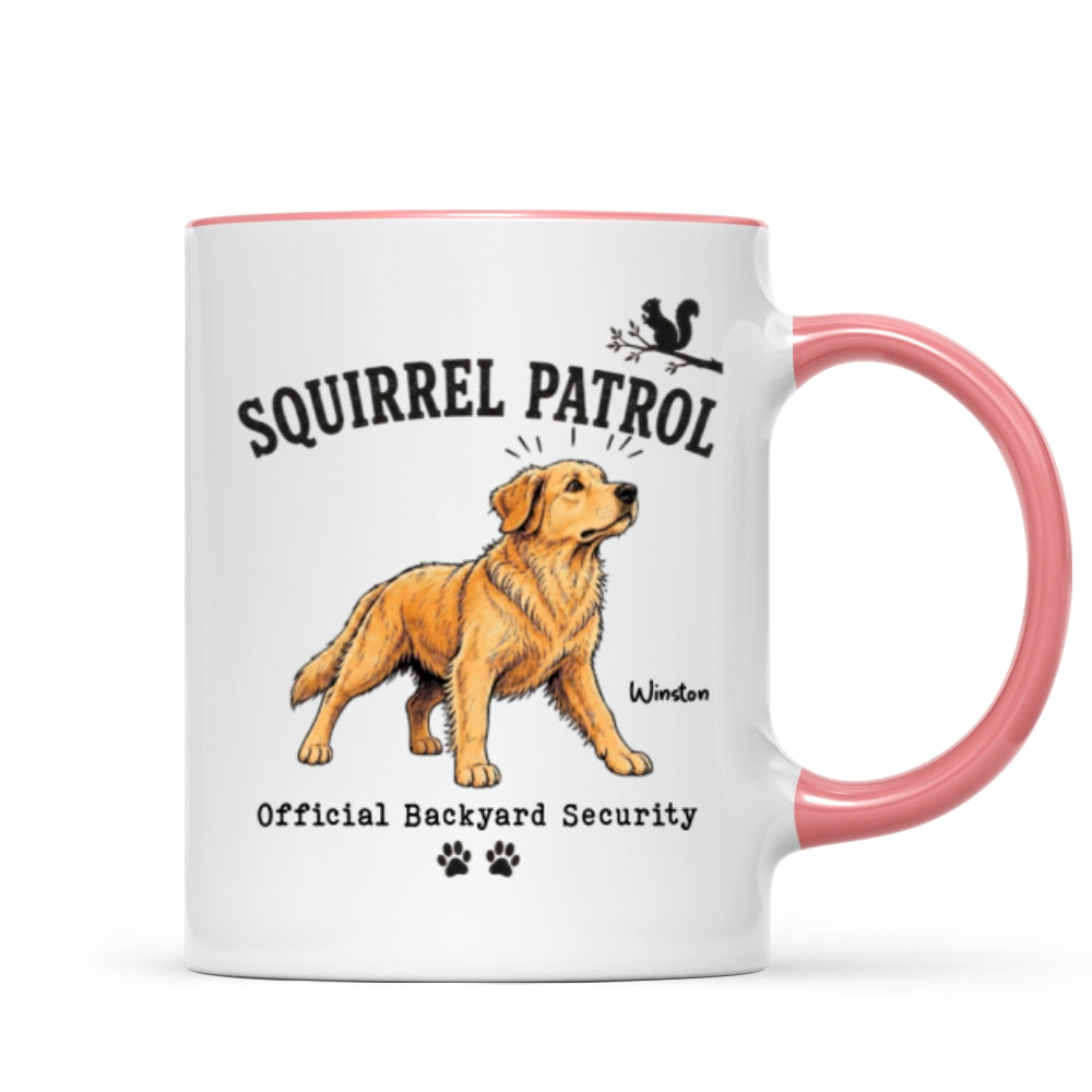 Squirrel Patrol Official Backyard Security Custom Dog Photo - Personalized Mug - Funny Gift For Dog Lover