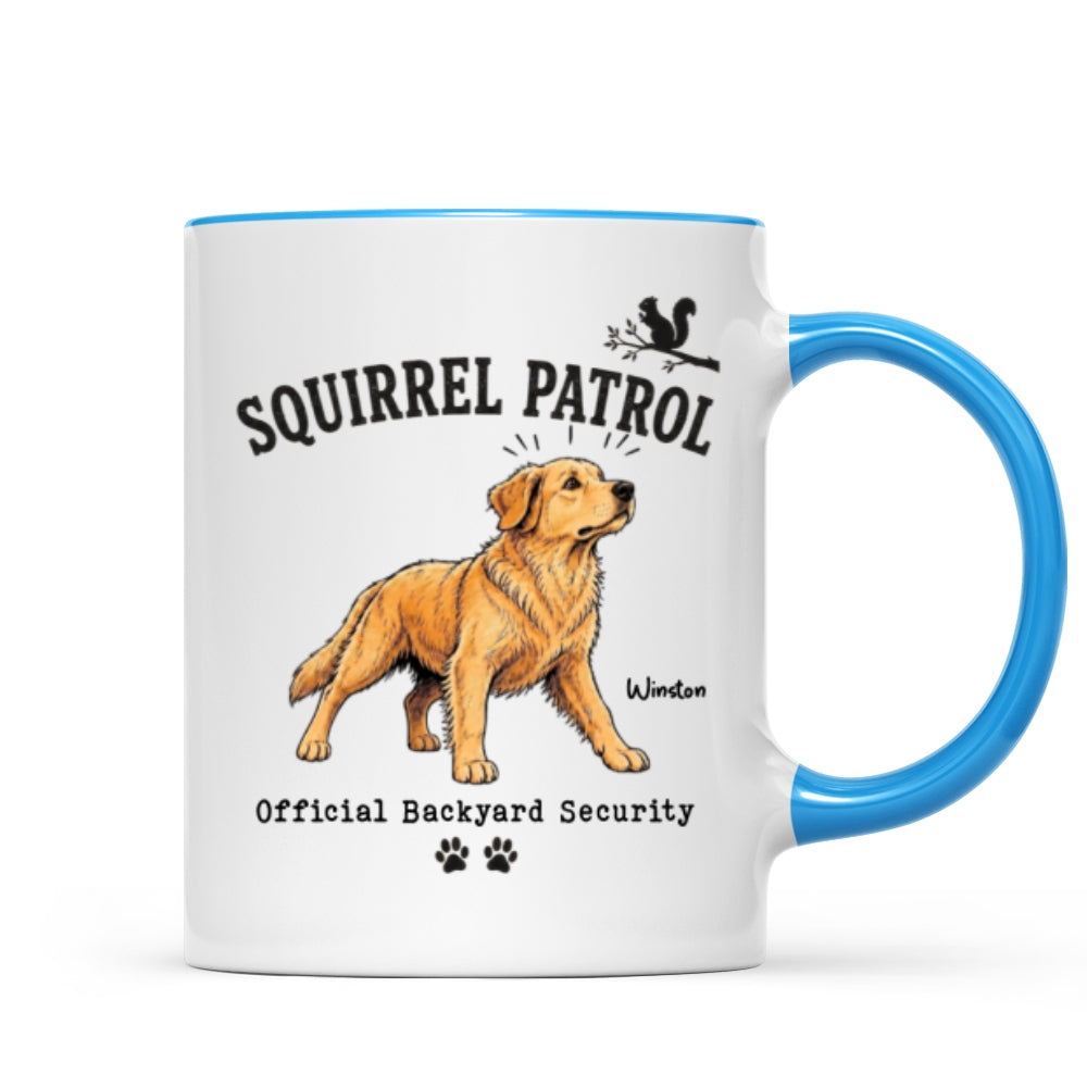 Squirrel Patrol Official Backyard Security Custom Dog Photo - Personalized Mug - Funny Gift For Dog Lover