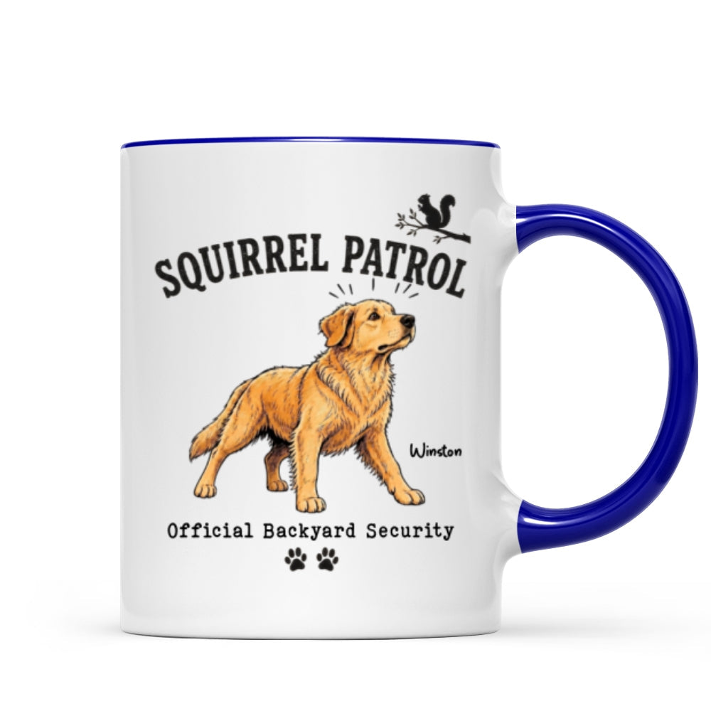 Squirrel Patrol Official Backyard Security Custom Dog Photo - Personalized Mug - Funny Gift For Dog Lover